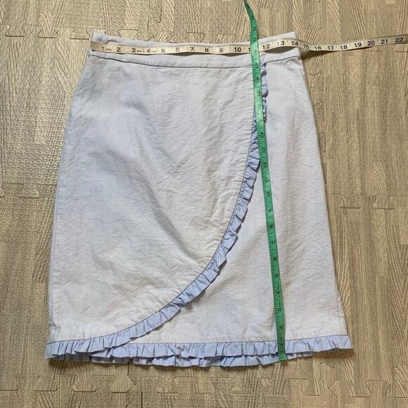 J Crew Skirt Womens 2 Periwinkle Oxford Nantucket Ruffle Faux Wrap Back Zip - Picture 7 of 12